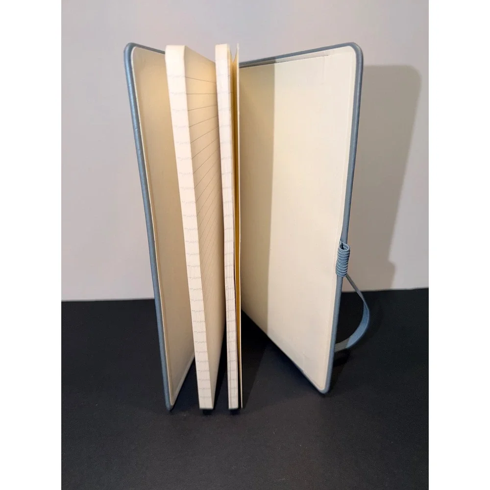 Geometric Hummingbird Wood Cutout Lined Journal Dusty Blue Faux Leather Notebook